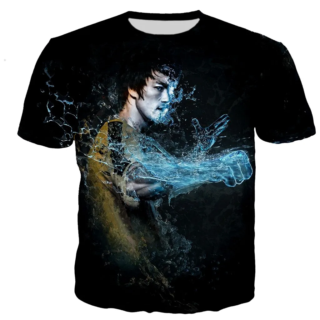 

Мужская/женская футболка с 3D-принтом Брюса Ли, Повседневная футболка в стиле Харадзюку, уличные Топы