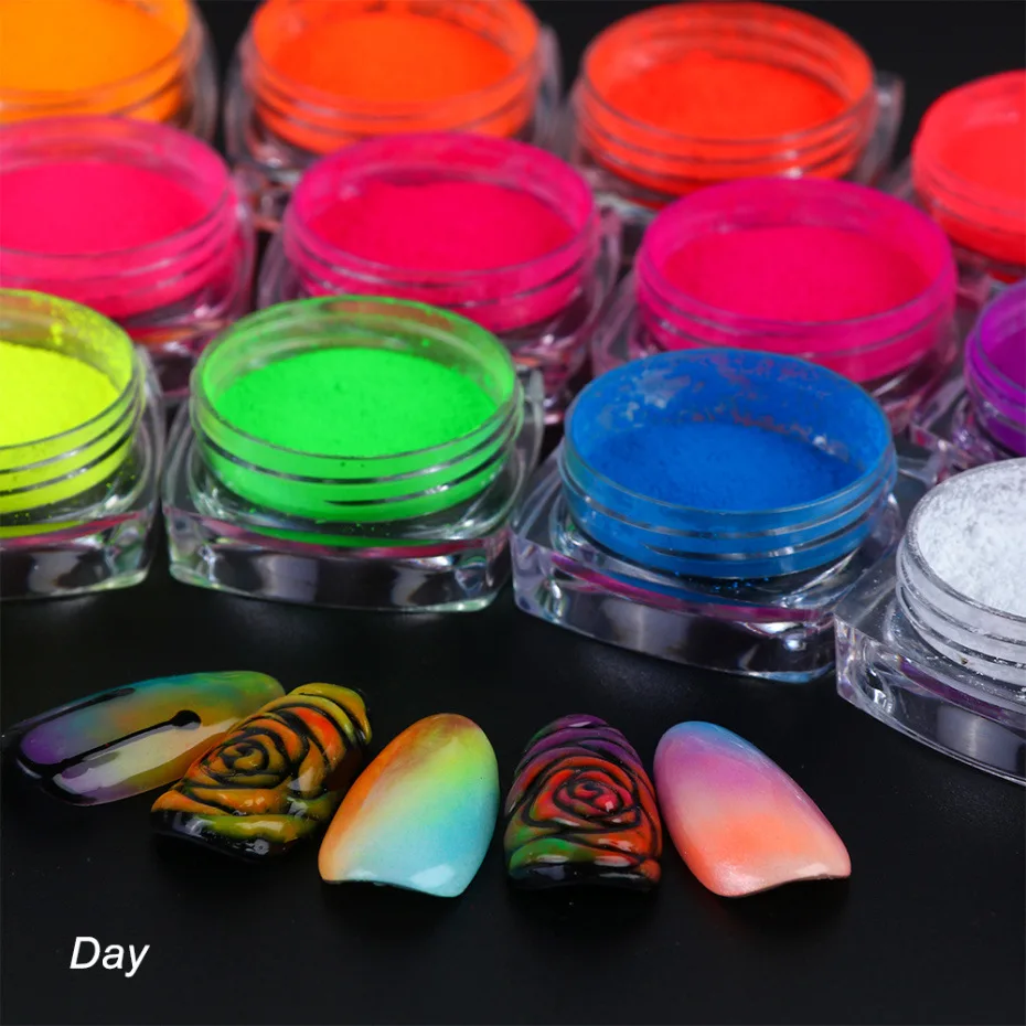 

1 Box Neon Pigment Powder For Nails Gradient Glitter Iridescent Barbie powder Manicure DIY Nail Art Decoration Dust