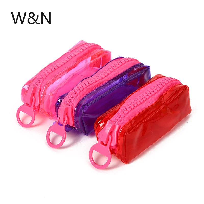 Прозрачный карандаш с большой молнией красный/фиолетовый/розовый цвет офисные