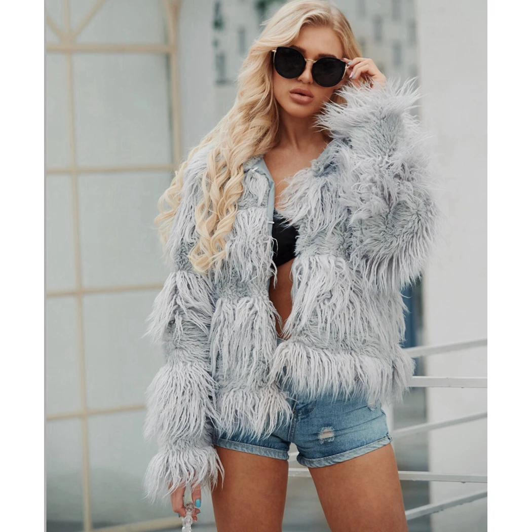 Большие размеры 2019 новые зимние плюшевые пальто женские модные Имитация шерсти