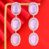 jimbora luxury noble shiny pink opal pendant earrings for women wedding cubic zircon cz engagement party earrings for women 2021