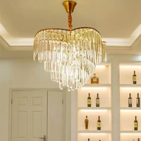 modern luxury crystal chandeliers fixture large round crystal hanging light luminaire drop lamp for living room dining room