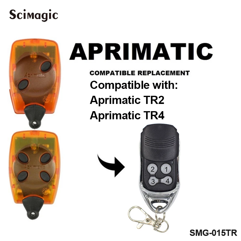

Aprimatic TR2 garage remote control Aprimatic TR4 gate door opener 433.92mhz Rolling Code transmitter key fob command garage
