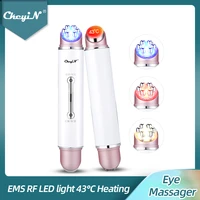 ckeyin 2 in 1 facial eye massager rf ems led light vibration massage lifting anti wrinkle puffy dark circle remover eye roller