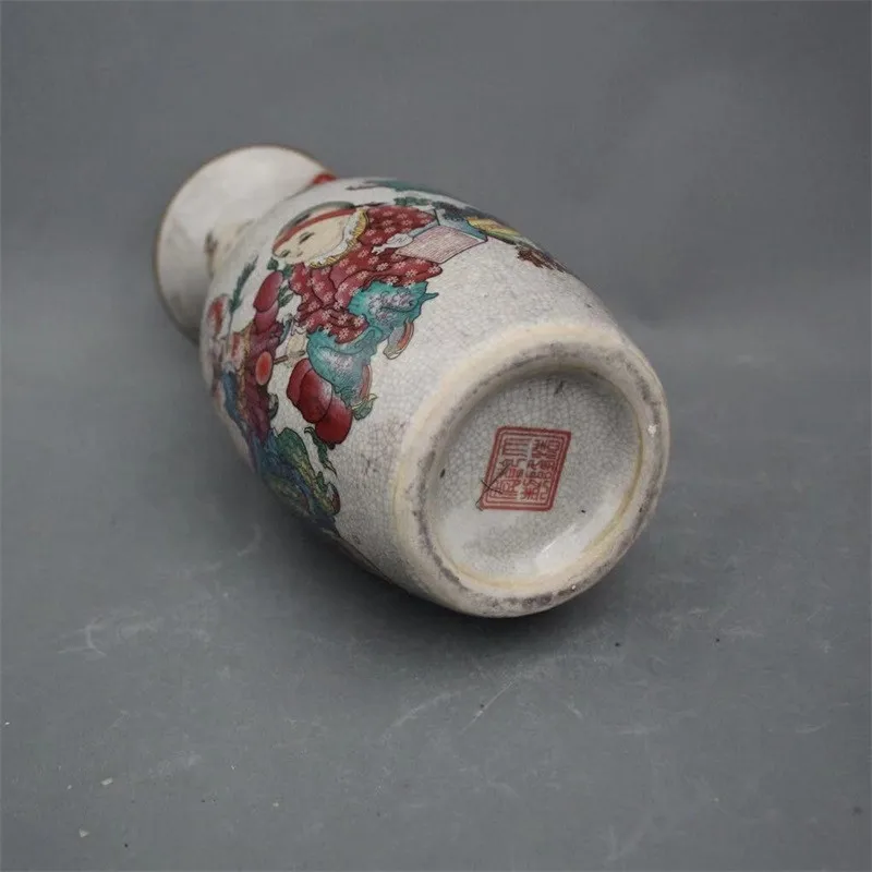 Китайская старая фарфоровая Трещина глазурованная детская игровая картина