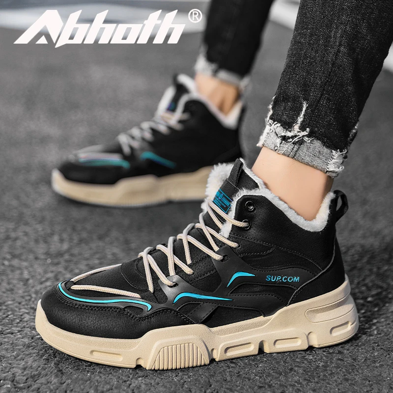 

Abhoth Men's Winter Cotton Shoes Plus Velvet Warm High-top Shoes Tooling Boots Martin Boots Increased Wear-resistant Men's Shoes