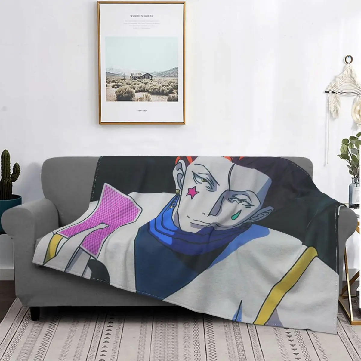 

Morow Hisoka Dreamlike Style Fleece Blanket Hunter X Hunter Anime Vintage Throw Blankets for Home Hotel Sofa Plush Thin Quilt