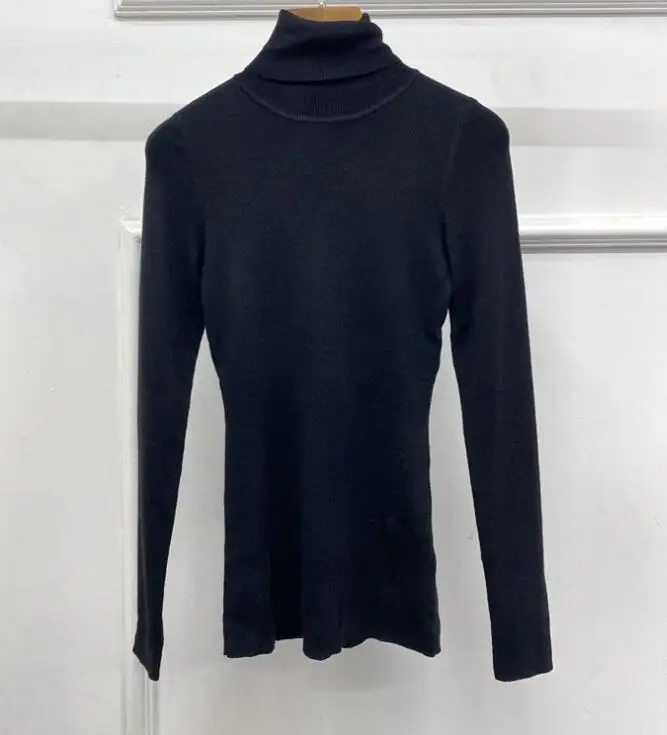 Wool Navais top Sweater Turtleneck Big Stretch Jumper Jersey Fashion Woman Black Beige Sold Color Knitwear 2022 | Женская одежда