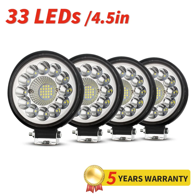 

LED Car Headlight 4.5" 33 LEDs 12V 24V 3030 Chip 6500K 192 Watts Driving Truck ATVs SUV Truck 4x4 Offroad Work Light