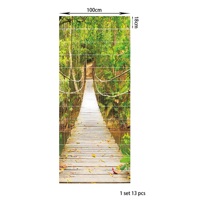 

PVC wallpaper suspension bridge scenery simple 13 pieces of DIY stair stickers, step stickers, wall stickers