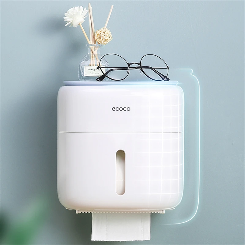 

MUSAMBAN Wall-Mounted Bathroom Storage Tissue Box Toilet Paper Holder Organizer Household Bathroom Accessories Set