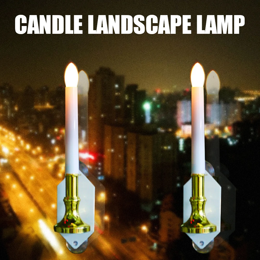 

2Pcs Solar LED Candle Light Solar Powered Candles Flameless Lamp Outdoor/Indoor Window Decoration Wedding Party Decor Light
