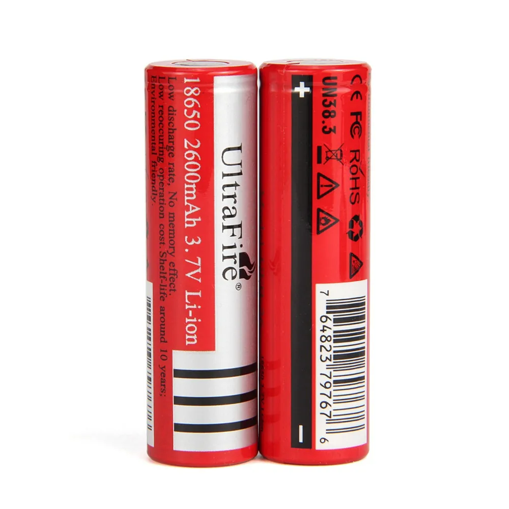 2 шт./лот светодиодный фонарь UltraFire Оригинальный 3 7 V 18650 2600mAh литий ионный