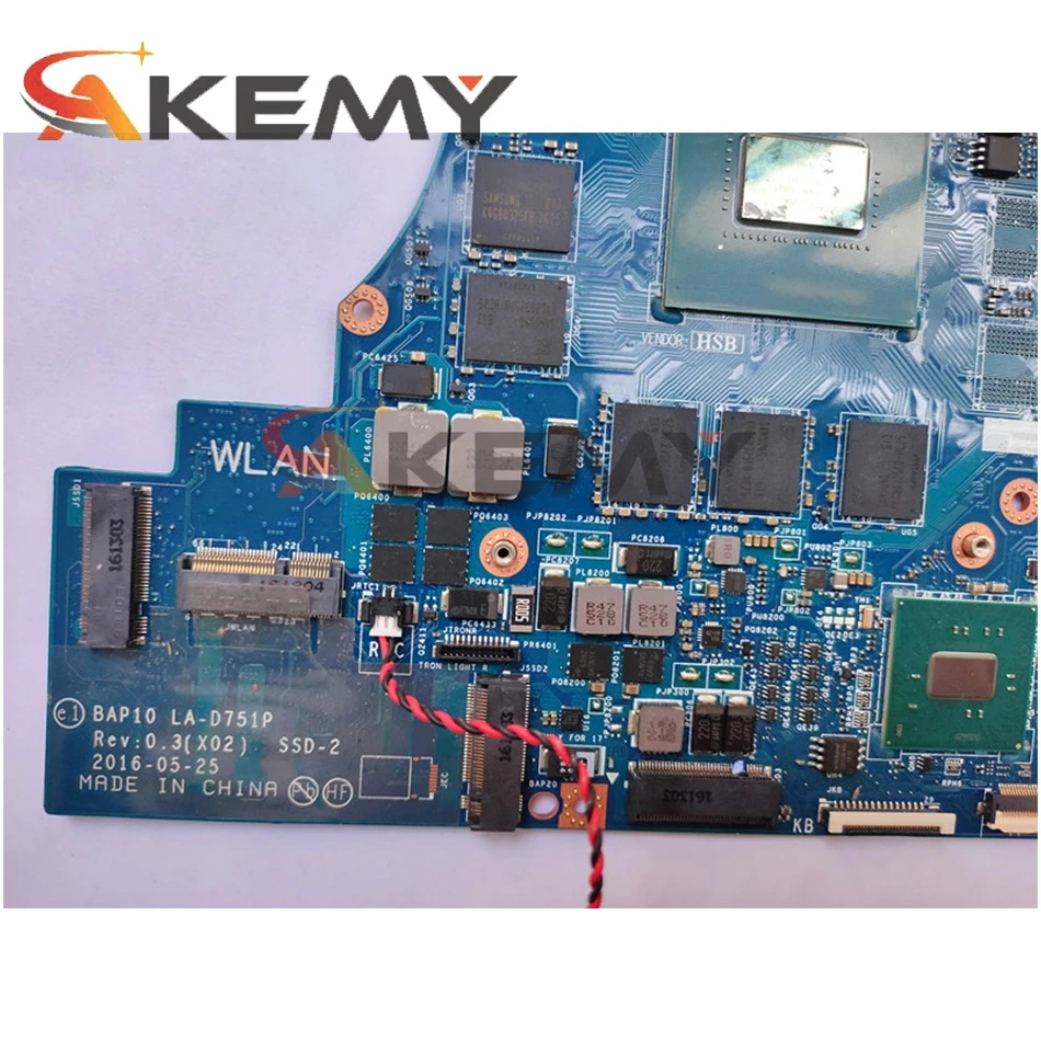 Günstig FÜR DELL Alienware 15 R3 17 R4 Laptop Motherboard CN-08HJ6J 08HJ6J 8HJ6J LA-D751P Mit SR2FQ I7-6700HQ GTX1060 100% Arbeits Gut