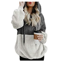 autumn and winter new stitching contrast color sweater rope hooded sweater sweater women clothing jacket