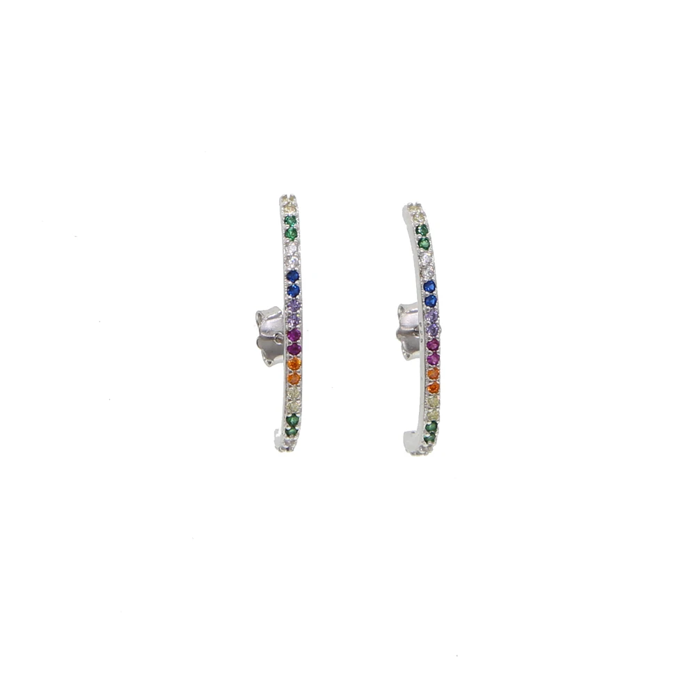 Женские серьги в виде радуги длинные гвоздики из стерлингового серебра 925 пробы с