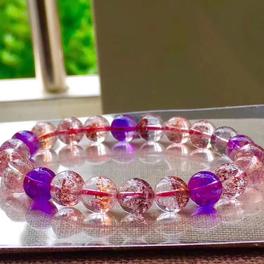 Natural Red Super Seven 7 Lepidocrocite Quartz Rutilated Crystal Round Beads Bracelet 8.5mm Women Men AAAAAA Certificate | Украшения и