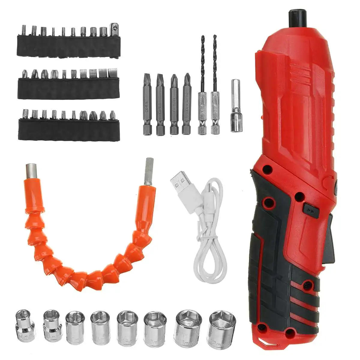

46 Pcs Mini Electrical Screwdriver Power Tool 4.2V Multifucntion Rechargeable Cordless Power Drill With Drill Bits Kits Cable