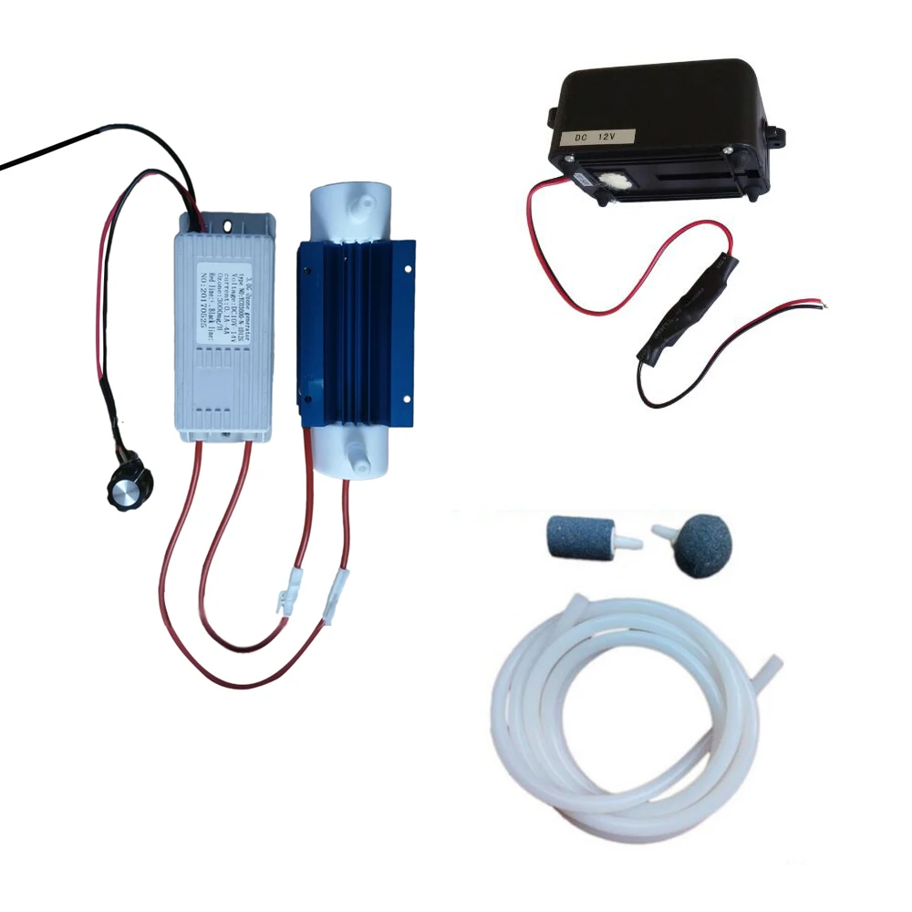 12V with accessory 110 В/220 В 12 В/24 В 3g генератор озона с силиконовой трубкой, выход озона, регулируемый озонатор для воздуха и воды+ дополнительный аксессуар - Цвет: 12V with accessory