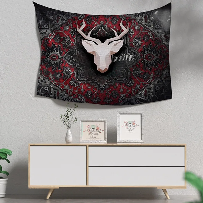 

Printing forest elk aesthetic illustration landscape wall decoration tapestry living room decoration home decoration Wall Cloth