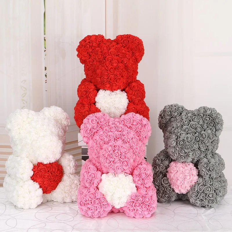 

50/100/200 Pieces Teddy Bear of Roses 3cm Foam Wedding Decorative Christmas Decor for Home Diy Gifts Box Artificial Flowers
