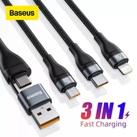 baseus 3 in 1 usb cable fast charging type c usb cable 100w charging cable mobile phone usb cable for iphone type c micro