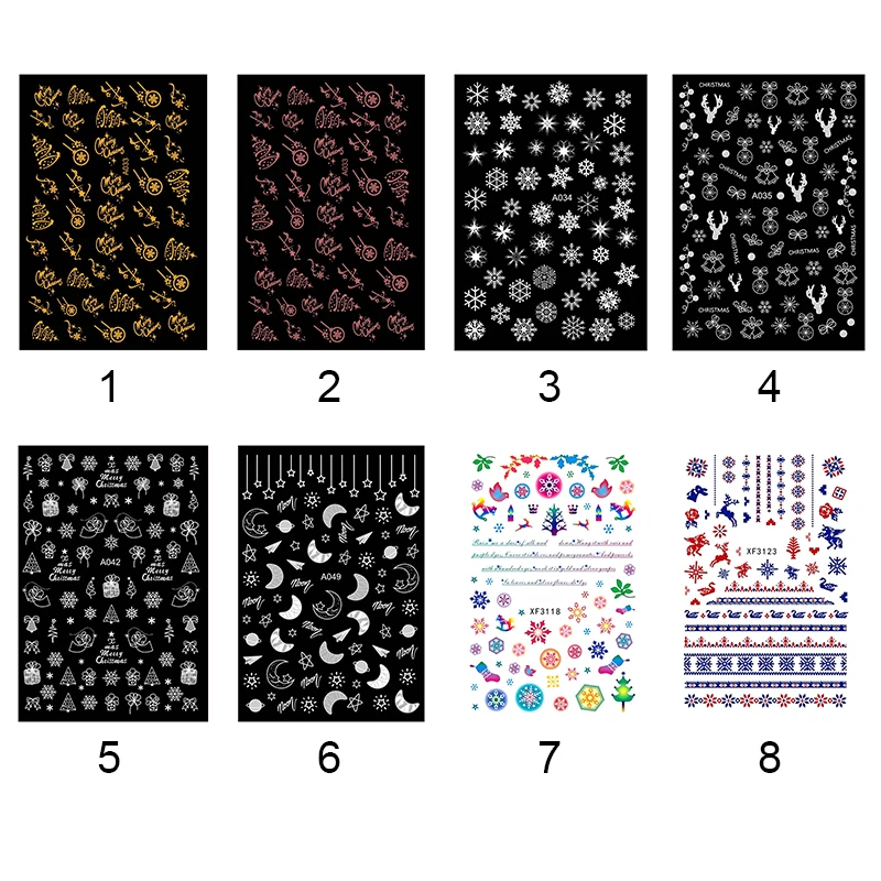 Рождественские подарки стикер для дизайна ногтей Золотой Серебряный Снеговик
