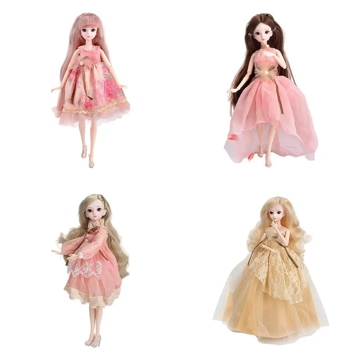 

4pcs 30cm Girl Doll Toy Movable Joints Fashion Dress Up Dolls Toy for Girls