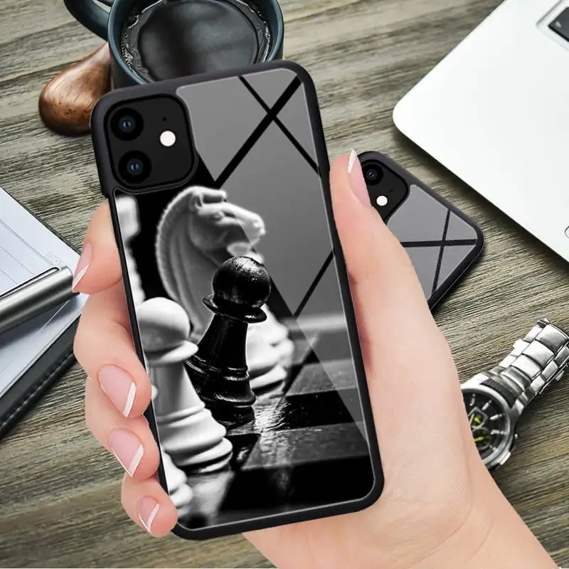 Черно-белый резиновый чехол в шахматы для телефона iphone 11 12 13 Pro Max XS 8 7 6 6S Plus X 5S SE 2020