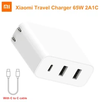 original xiaomi travel charger 65w 2a1c output type c fast charge usb a 18w max 100 240v input with usb c to c 5a cable
