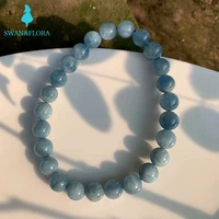 7mm natural aquamarine bracelet gift woman round beads aaaaa aeroides bracelet for women