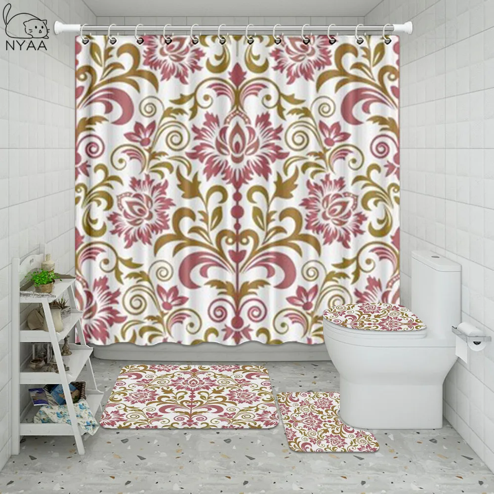 NYAA ткань набор занавесок для душа в полоску стиле барокко Серебряный Античный
