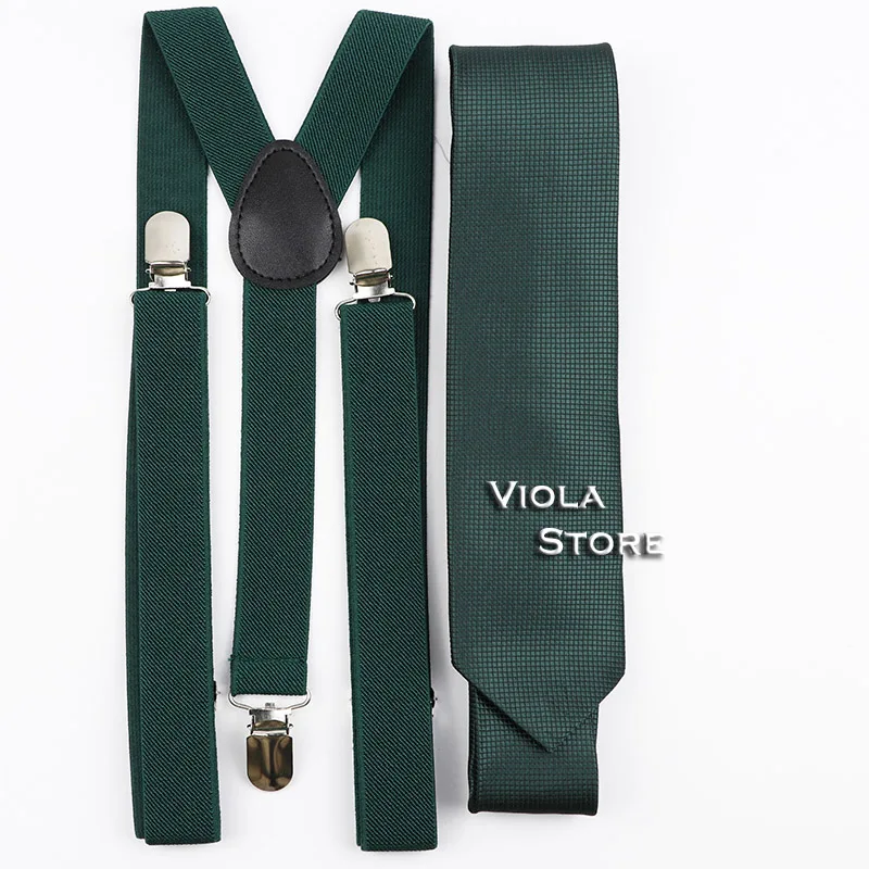 

Men Women Wine-Red 2.5cm Suspender Tie Set 6cm Narrow Necktie Y-Back Brace Pink Black Formal Party Wedding Shirt Pants Accessory