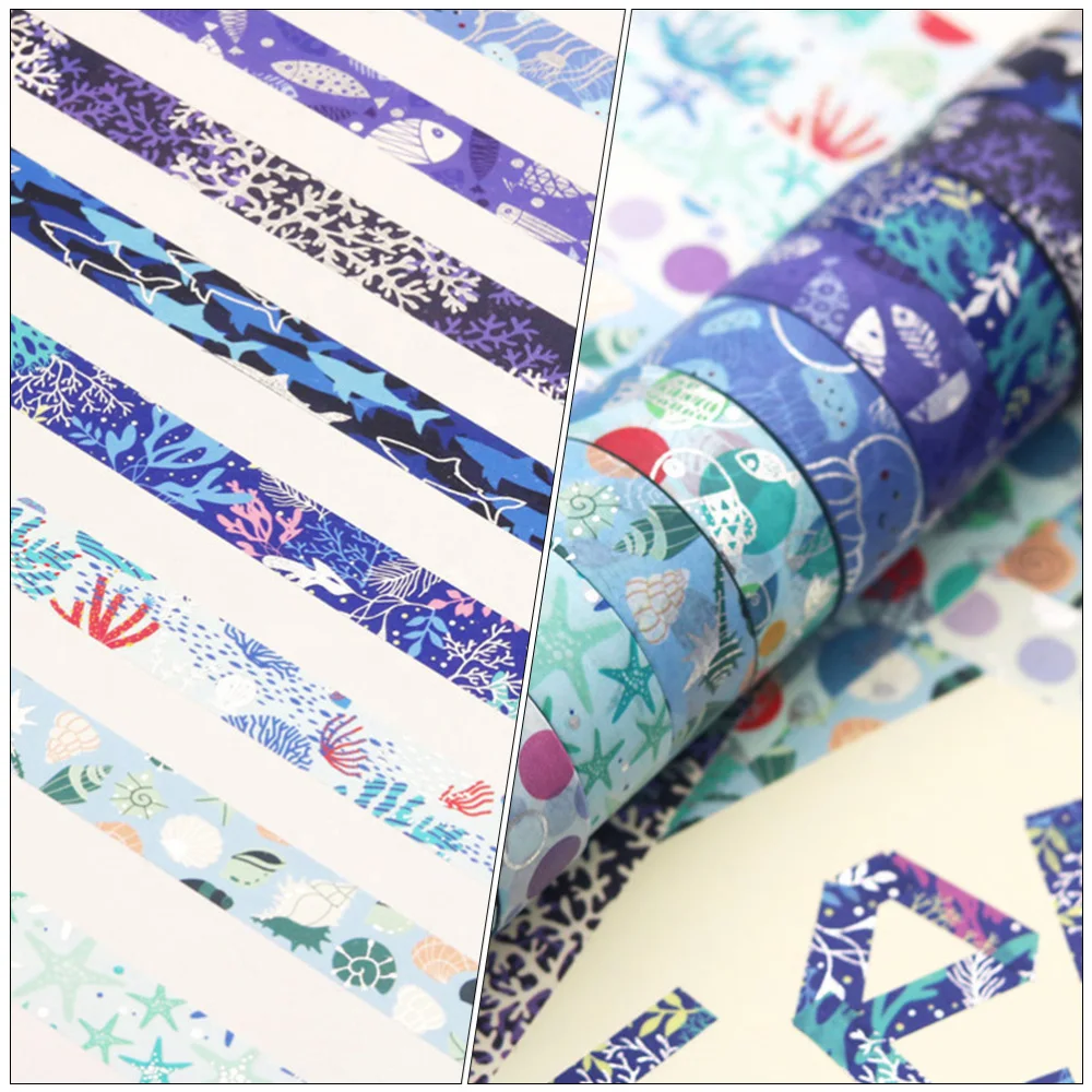 

10 Rolls Ocean Style Decorative Washi Tape Stickers Scrapbooking Adhesive Tape