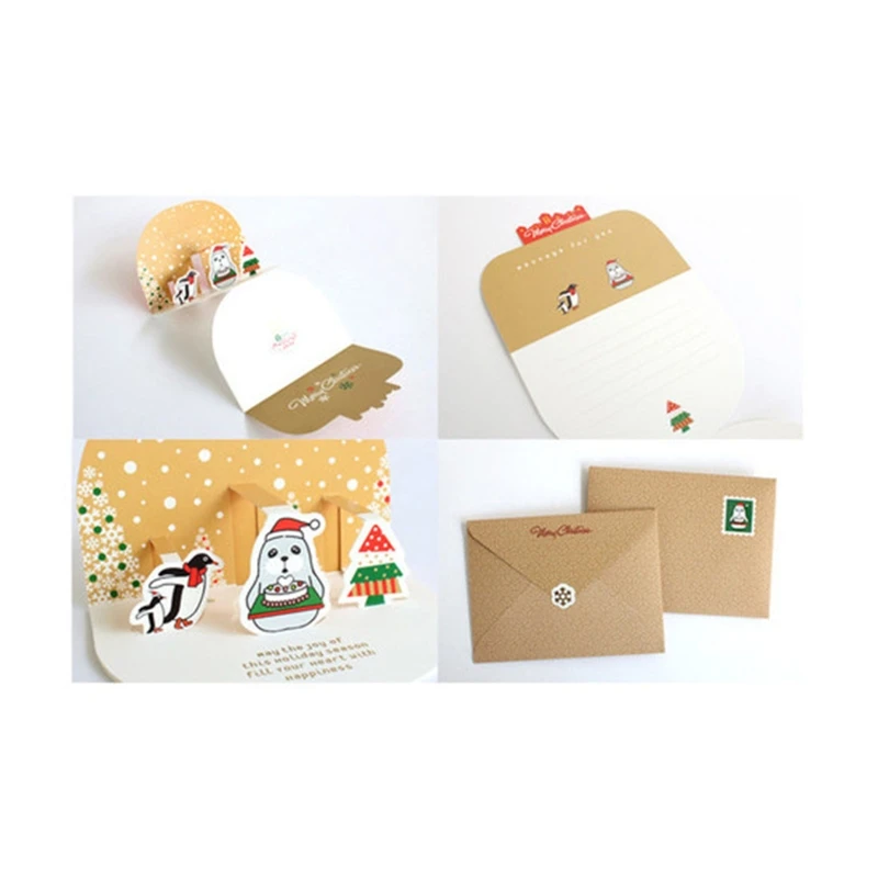 1 Набор рождественских 3D стерео поздравительных открыток AR Виртуальная