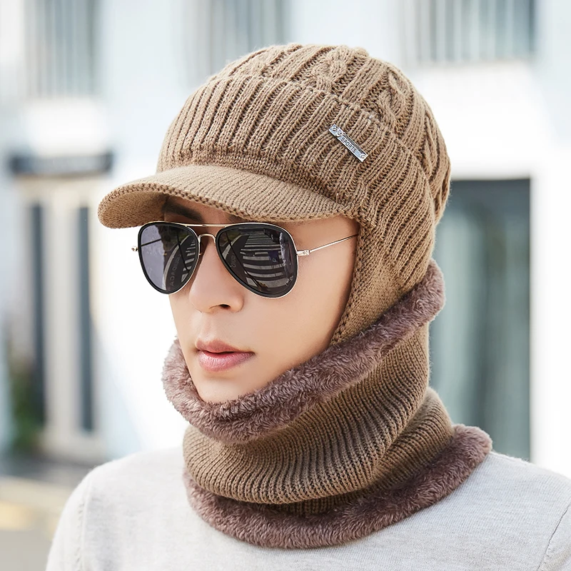 Зимняя шапка, шарф, Skullies Beanies для мужчин, вязаная шапка, женская маска, толстая Балаклава, ушанка, шерстяной берет, мужская шапка, шапка