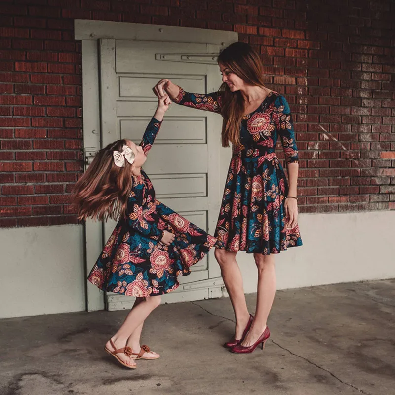 Bunvel мама и я одежда детские платья девушка семья подходящая платье зима с длинным