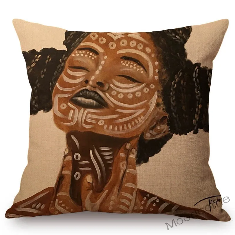 Модная африканская женская черная леди Портрет Искусство картина маслом диван