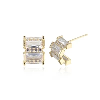 womens earrings c shape rectangular zircon gold color earrings fashion charm engagement earrings to give girlfriend a birthday