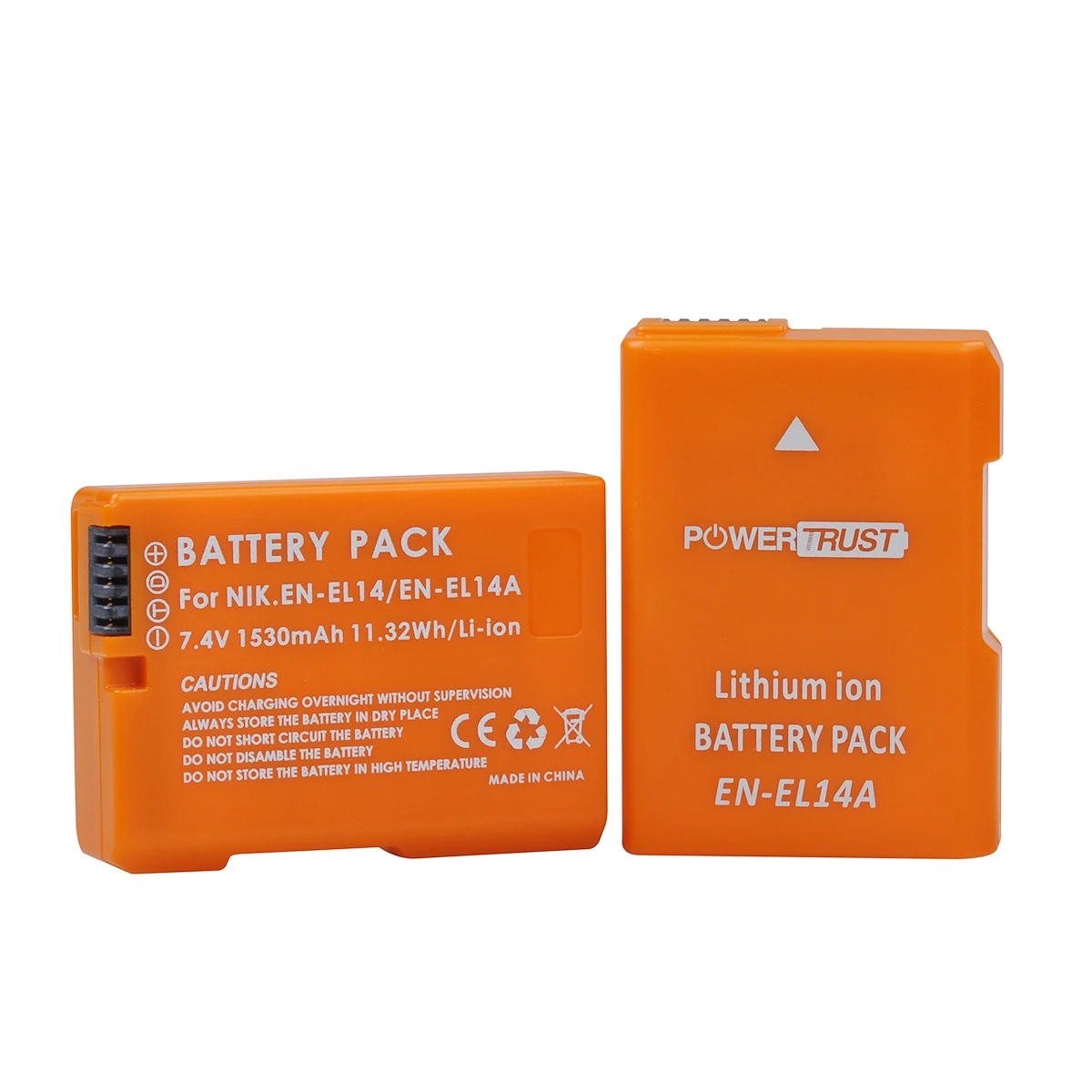 

PowerTrust 1530mAh EN-EL14 EN-EL14a Orange Battery for Nikon D3100 D3200 D3300 D5100 D5200 D5300 P7800 P7700 P7100 P7000