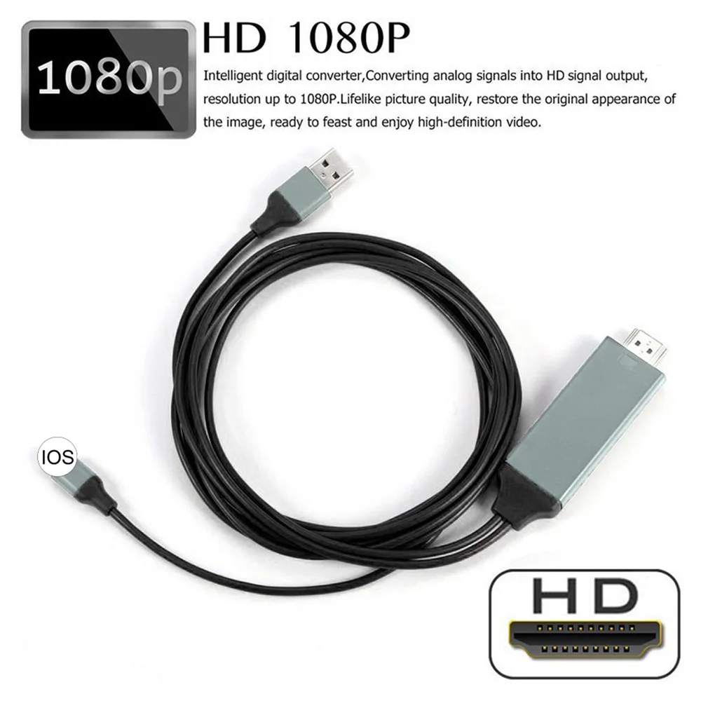 1080P HDTV кабель 8 Pin к HDMI совместимый цифровой AV адаптер с USB кабелем преобразователя