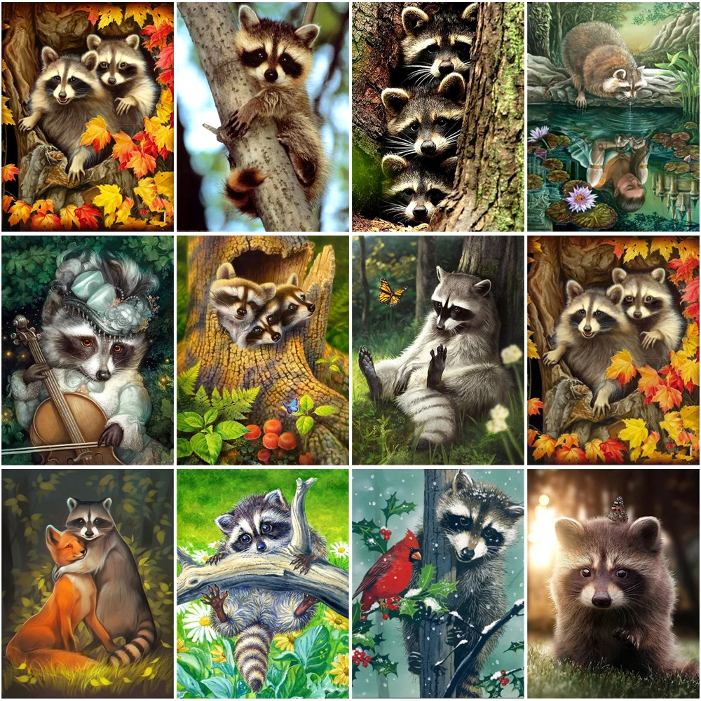 

Animal Diy Raccoon Diamond Mosaic Paintings Personalized Gift Embroidery Kit Home Decor Puzzles Painting Needle Arts Craft