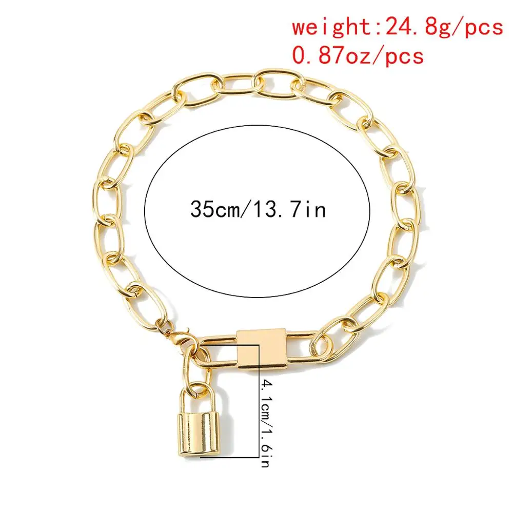 

Lacteo New Gothic Padlock Pendant Necklace for Lover Steampunk Lock Shape Chunky Chain Choker Necklace Jewelry for Men and Women