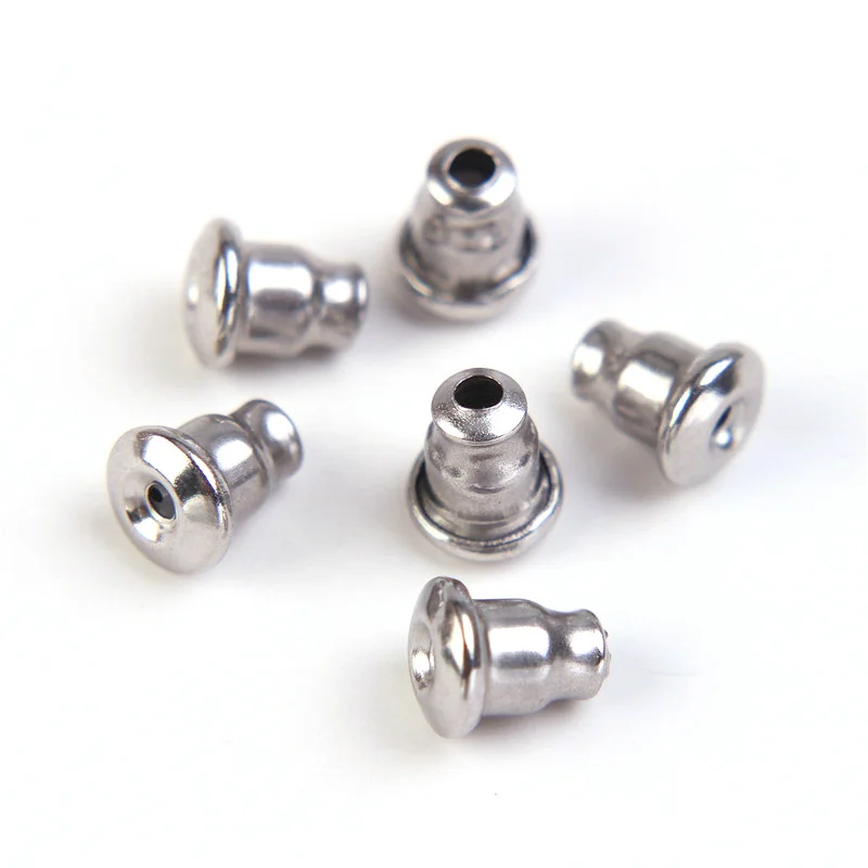 

100Pcs 5mm Stainless Steel Earnuts Bullet Clutches Earring Safety Backs Stopper Replacement Earring Back Jewelry Making Findings
