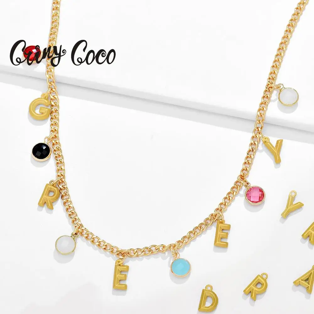Ожерелье с надписью Cring Coco индивидуальное ожерелье кристаллами на заказ золотые
