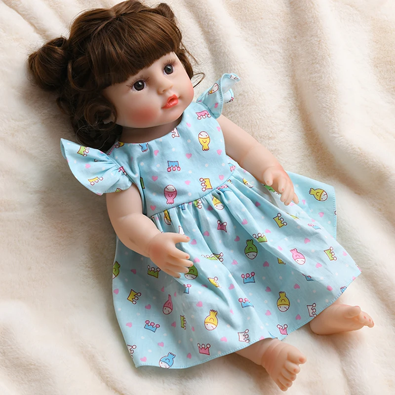 

JINGXIN PRINSES 45 cm Waterproof Reborn Baby Doll Soft Full Silicone Toy Princess Girl Lifelike Real Bebe Dolls Birthday Gift