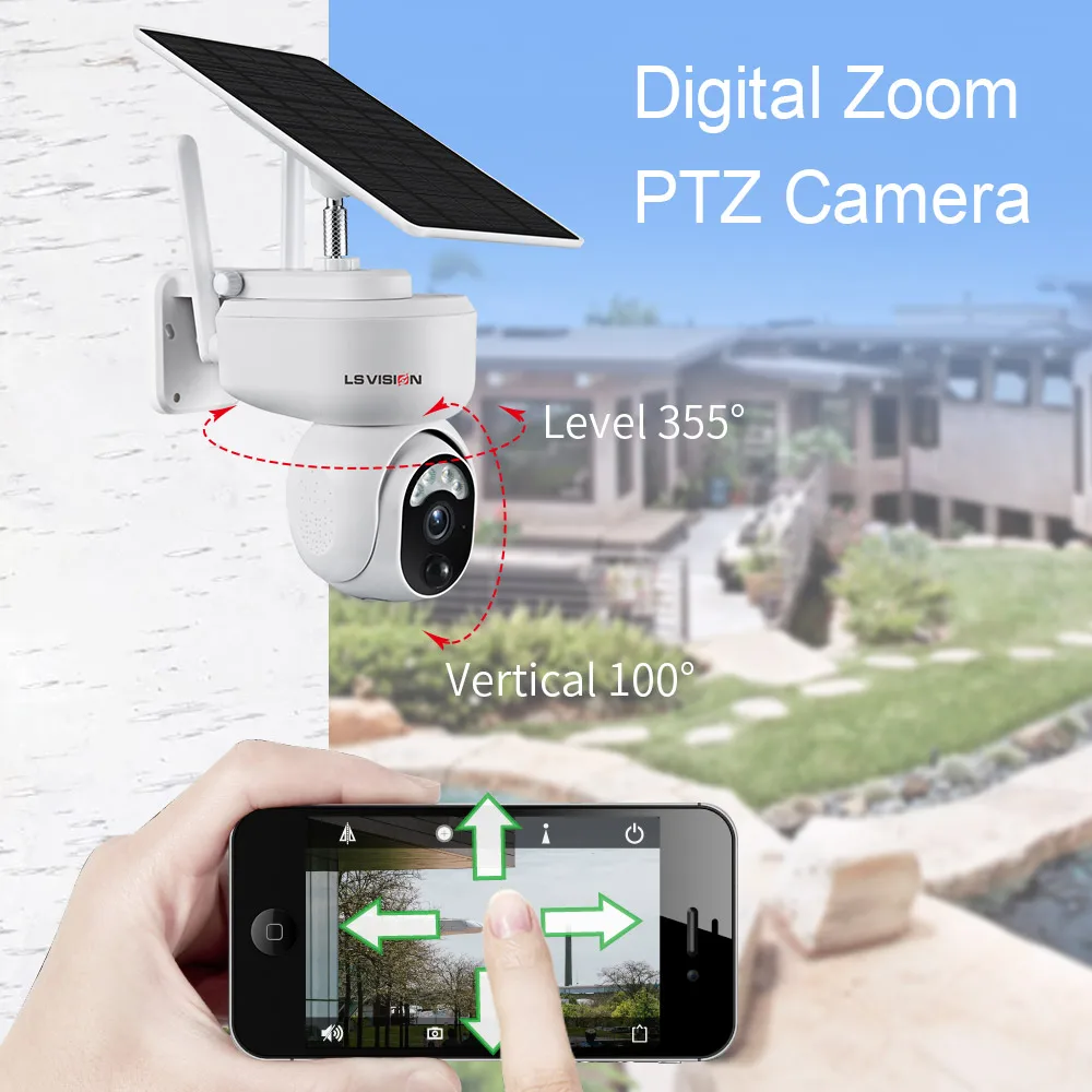 LSVISION 2 Мп камера видеонаблюдения ip-камера на солнечной батарейке WiFi CCTV наружная