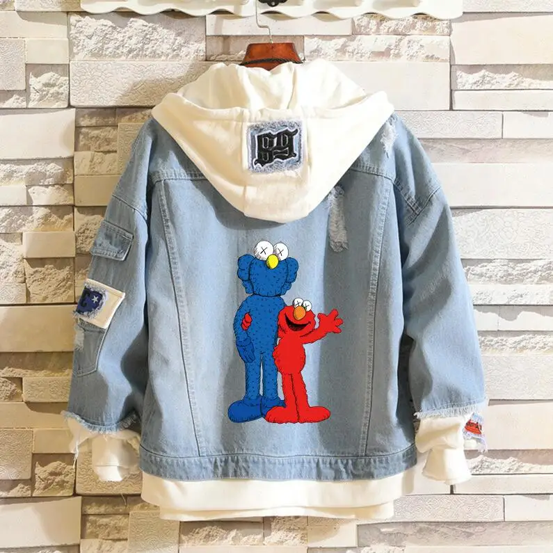 3 Sesame джинсовая куртка Elmo Косплей Весна Осень Джинсы толстовка с капюшоном для мужчин и женщин костюм Хэллоуин Верхняя одежда Пальто - Цвет: 3