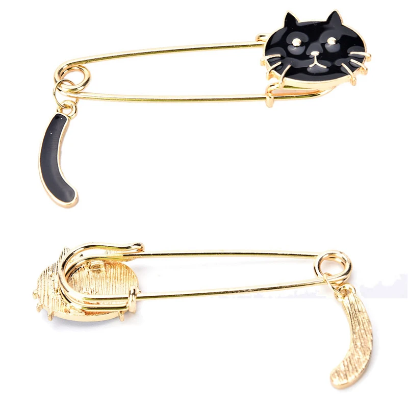Милые Броши черно белые кошки масляная капля Изысканная брошь булавки модные