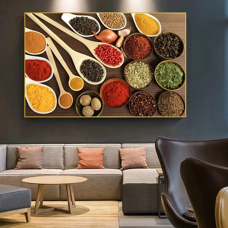 Настенная Картина на холсте с изображением растительных зерен и специй | Дом сад